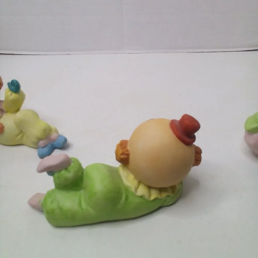 Vintage Ceramic Baby Clowns Lot of 3 Figurine Painted Shelf Sitter